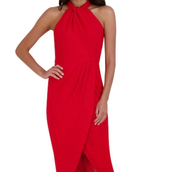 Julia Jordan Knot Neck Tulip Hem Dress Size 6 - Picture 1 of 9